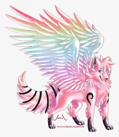 Rainbow Wolf Oc [commission] By Seoxys6   Data-onerror='this.onerror=null; this.remove();' XYZ - Rainbow Wolf With Wings, HD Png Download, Transparent PNG